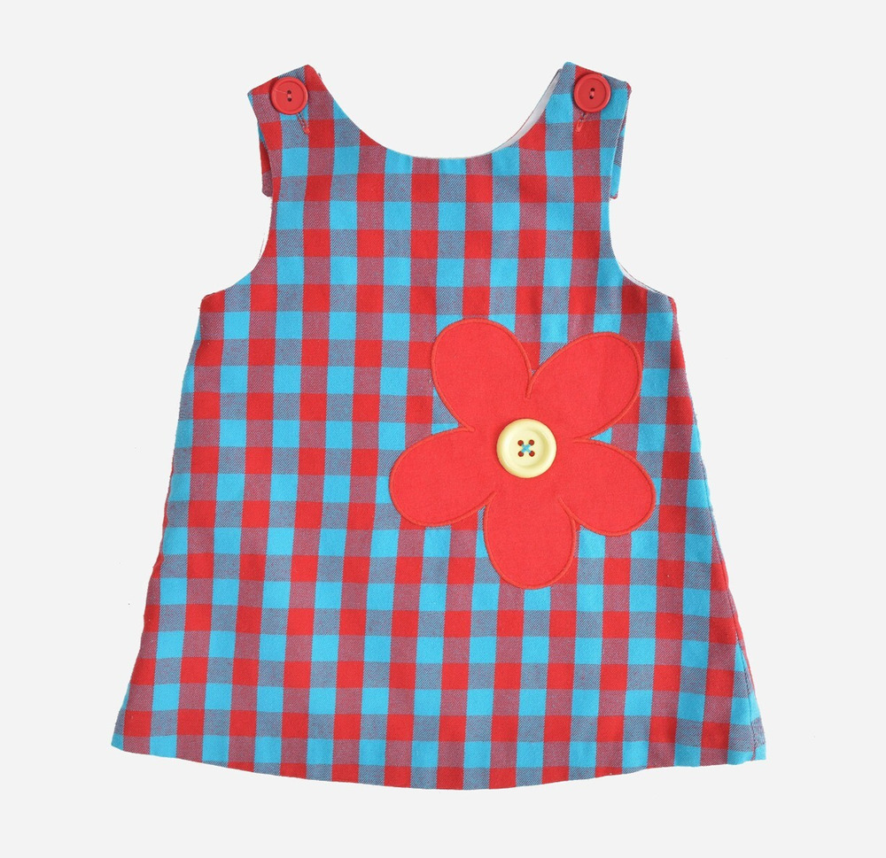 Toddler Kelly's Kids Red Blue Checkered Daisy Flower Jumper Girls Dress XXS 2
